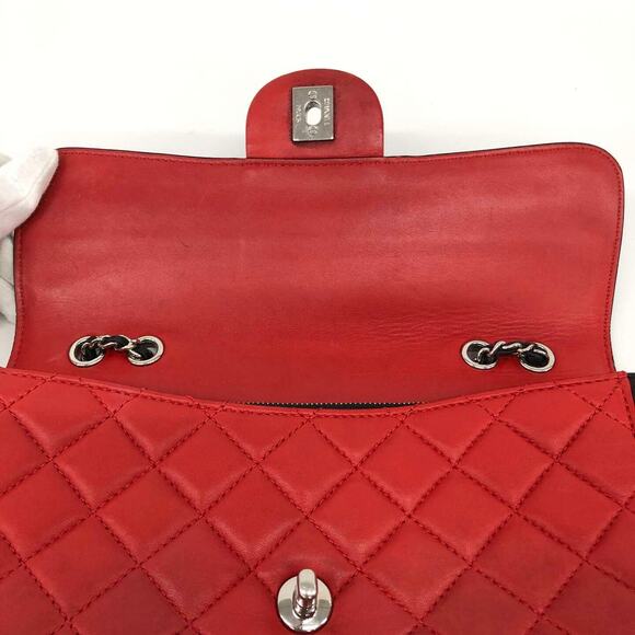 Chanel Tri-Color Quilted Medium Flap Bag Red & Black & White Lambskin Leather CC - Picture 8 of 15
